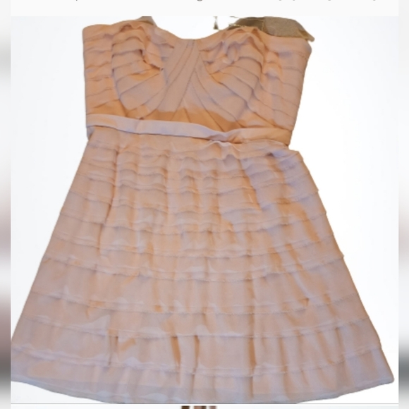 BCBG cocco strapless ruffle tulle dress color pink size 12 - Picture 8 of 9